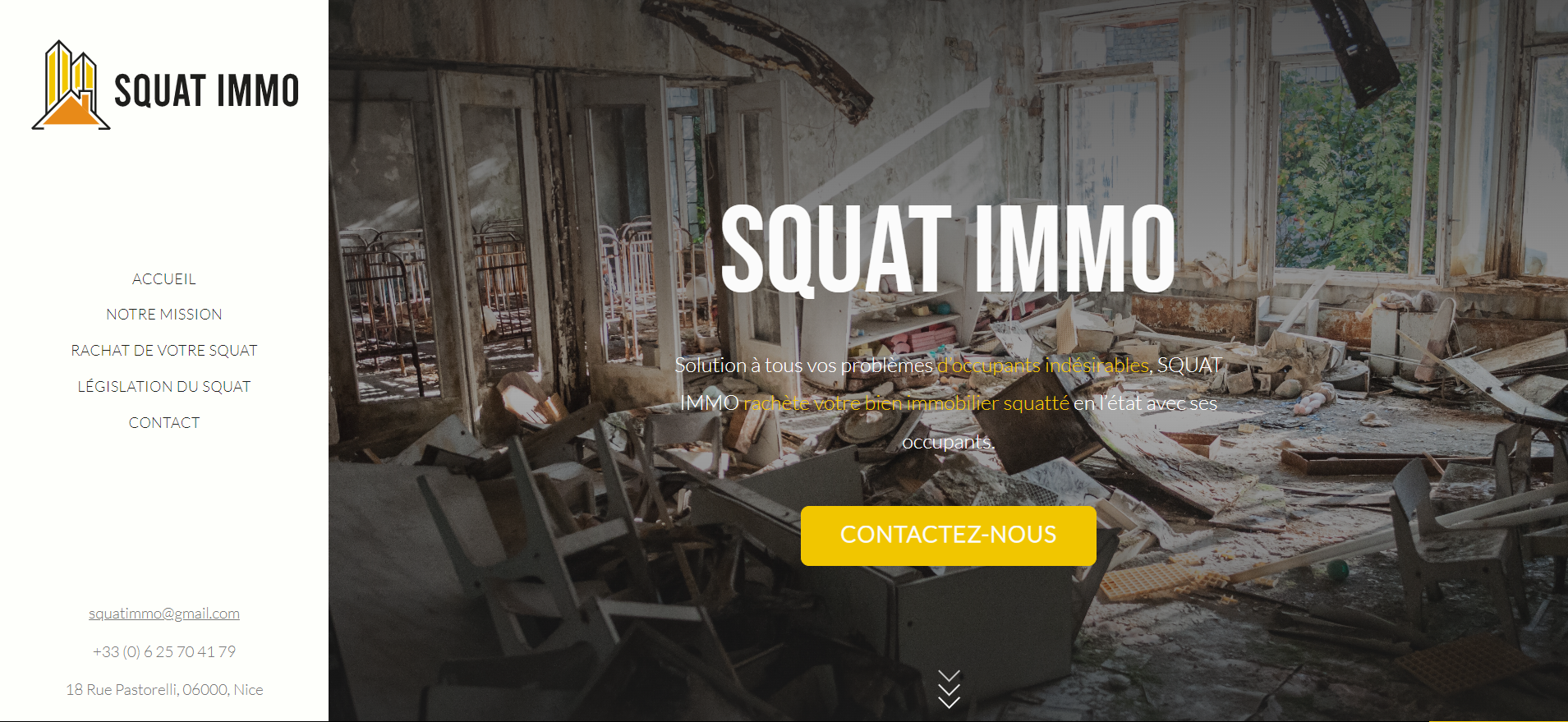 Présentation site internet Squat Immo